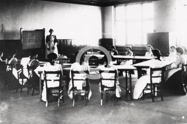 Class in the girl’s day continuation school, Rowntrees, York, Yorkshire, 1910. Artist: Unknown