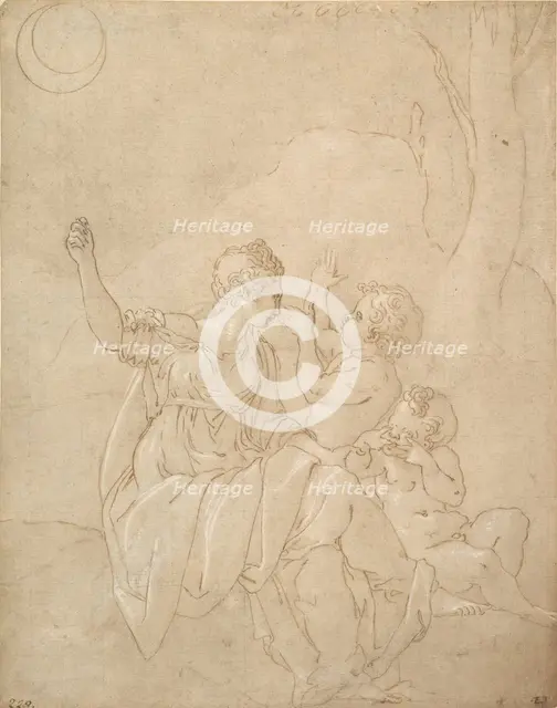 Classical Female Figure (Diana or Venus) with Two Infants, ca. 1539-42. Creator: Francesco Primaticcio.