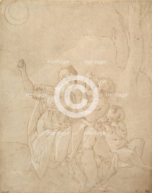 Classical Female Figure (Diana or Venus) with Two Infants, ca. 1539-42. Creator: Francesco Primaticcio.