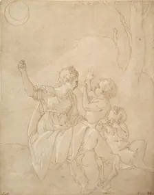 Classical Female Figure (Diana or Venus) with Two Infants, ca. 1539-42. Creator: Francesco Primaticcio