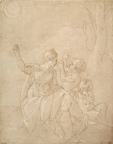 Classical Female Figure (Diana or Venus) with Two Infants, ca. 1539-42. Creator: Francesco Primaticcio