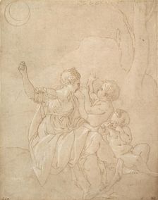 Classical Female Figure (Diana or Venus) with Two Infants, ca. 1539-42. Creator: Francesco Primaticcio