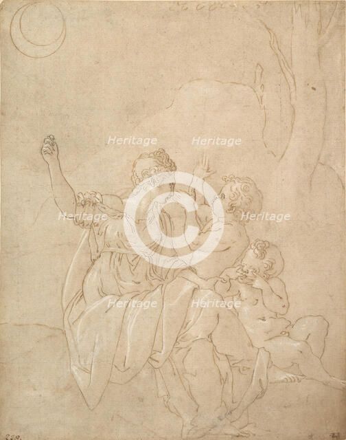 Classical Female Figure (Diana or Venus) with Two Infants, ca. 1539-42. Creator: Francesco Primaticcio.
