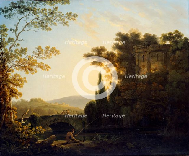 'Classical Landscape with a Temple', 1788. Artist: Richard Corbould.