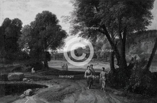Classical Landscape with Two Women and a Man on a Path, 1660/70. Creator: Jean Francois Millet.