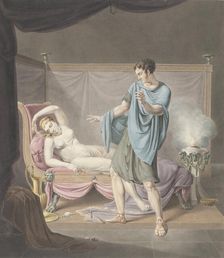 Classical performance with a standing man and a woman on a chaise longue, 1794-1858. Creator: Henricus Franciscus Wiertz