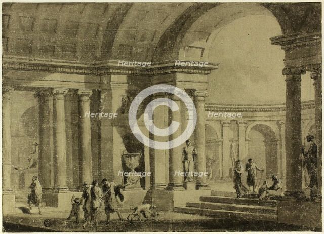 Classical Portico with Figures in Ancient Dress, n.d. Creators: Antonio Zucchi, Hubert Robert.