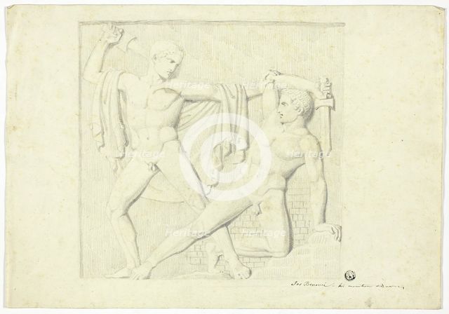 Classical Relief with Two Fighting Male Nudes, n.d. Creator: Joseph Bonomi the younger.