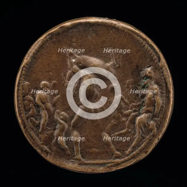 Classical Subject: Male Figure Carrying a Stag [obverse], 1470/1530. Creator: Vittore Gambello.