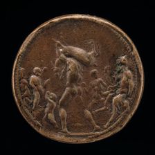 Classical Subject: Male Figure Carrying a Stag [obverse], 1470/1530. Creator: Vittore Gambello