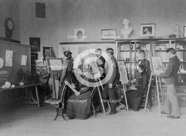 Classroom instruction in art, United States Indian School, Carlisle, Pa., between 1901 and 1903. Creator: Frances Benjamin Johnston.