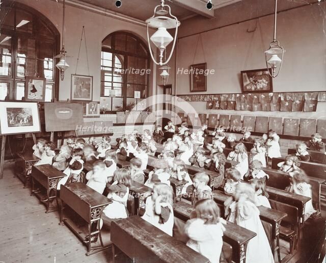 Classroom scene, Hugh Myddelton School, Finsbury, London, 1906. Artist: Unknown.