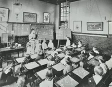 Classroom scene, Southfields Infants School, Wandsworth, London, 1907