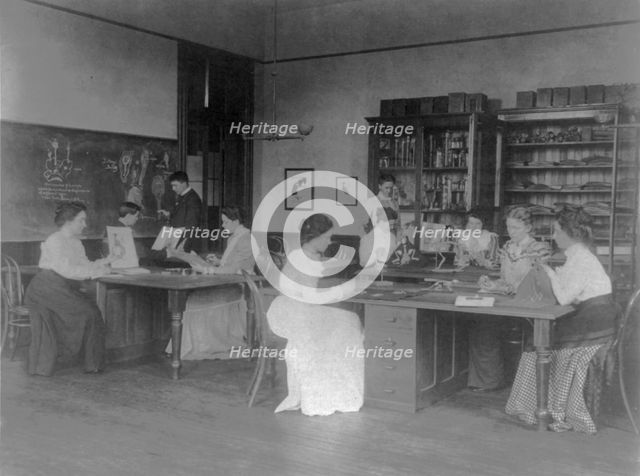 Classroom scenes in Washington, D.C. public schools - zoology class at Eastern High School, (1899?). Creator: Frances Benjamin Johnston.