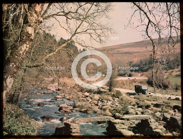 Clapper Bridge, Dartmeet, Widecombe in the Moor, Teignbridge, Devon, 1930-1939. Creator: Eric Maybank.
