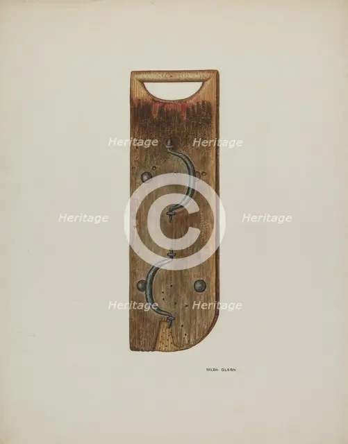 Clapper, c. 1940. Creator: Hilda Olson.
