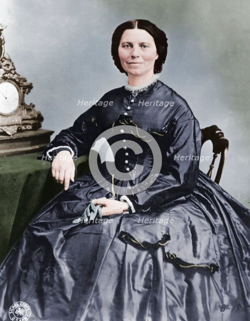 Clara Barton (1821-1912), founder of the American branch of the Red Cross. Artist: Unknown.