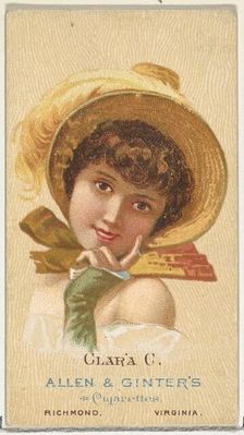 Clara C., from World's Beauties, Series 2 (N27) for Allen & Ginter Cigarettes, 1888., 1888. Creator: Allen & Ginter
