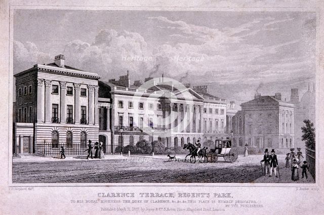 Clarence Terrace, Regent's Park, Marylebone, London, 1827. Artist: Thomas Barber