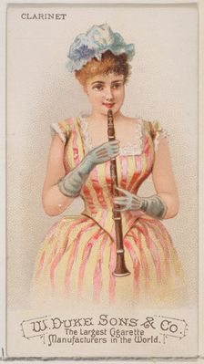 Clarinet, from the Musical Instruments series (N82) for Duke brand cigarettes, 1888., 1888. Creator: Schumacher & Ettlinger