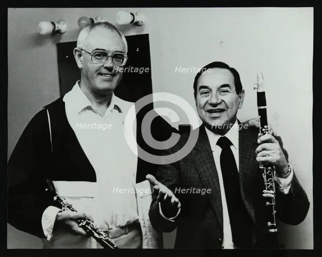 Clarinetists Terry Lightfoot and Peanuts Hucko, Potters Bar, Hertfordshire, 1986. Creator: Denis Williams.