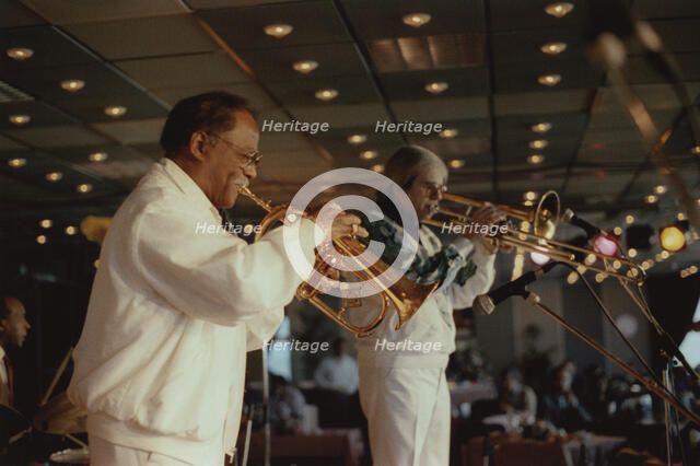 Clark Terry and Bob Brookmeyer, Jazz Inn Party, Nordwijk, Netherlands, 1989. Creator: Brian Foskett.