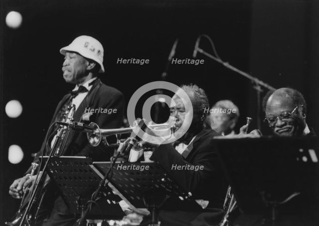Clark Terry, Harry "Sweets" Edison, Al Grey, Lionel Hampton and..., North Sea Jazz Festival, 1994. Creator: Brian Foskett.