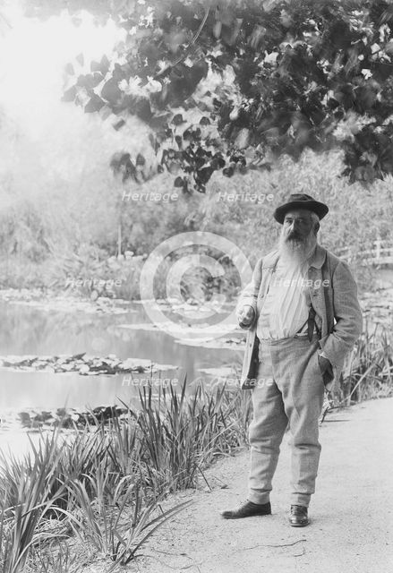 Claude Monet near the Water Lily Pond, 1905. Creator: Bulloz, Jacques-Ernest (1858-1942).