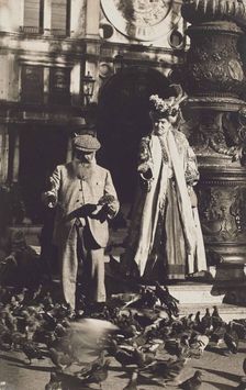 Claude Monet and his second wife Alice Hoschedé Monet in St. Mark's Square, Venice, 1908. Creator: Anonymous