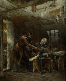 Claude Gueux bringing stolen bread back to his family, 1834. Creator: Louis Edouard Rioult