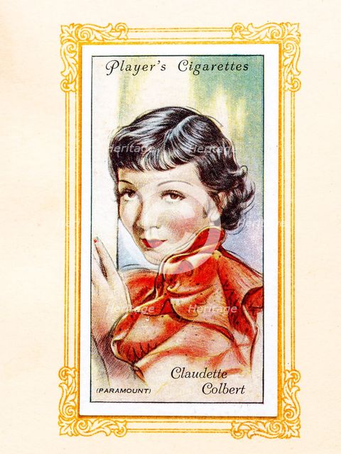 Claudette Colbert Collectables Picture of movie stars that came with the Players cigarette packet, 1 Creator: Unknown.