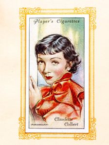Claudette Colbert Collectables Picture of movie stars that came with the Players cigarette packet, 1 Creator: Unknown