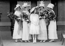 Claudia Lyon, Miss Garland Bonner, May Colquitt...At Launching of U.S.S. Texas, May 18, 1912. Creator: Harris & Ewing