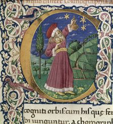 Claudius Ptolemy. Detail of a historiated initial C (Cosmographia), Second Half of the 15th cen.. Artist: Anonymous