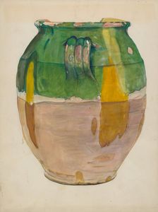 Clay Flower Jar, c. 1936. Creator: Cecily Edwards