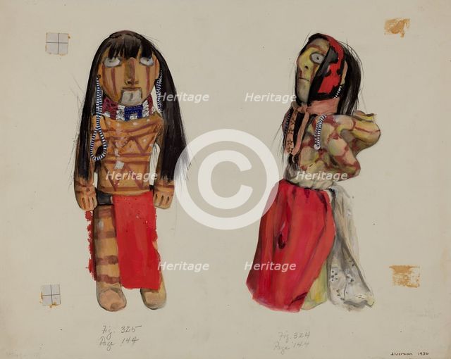 Clay Indian Dolls, 1936. Creator: Jane Iverson.