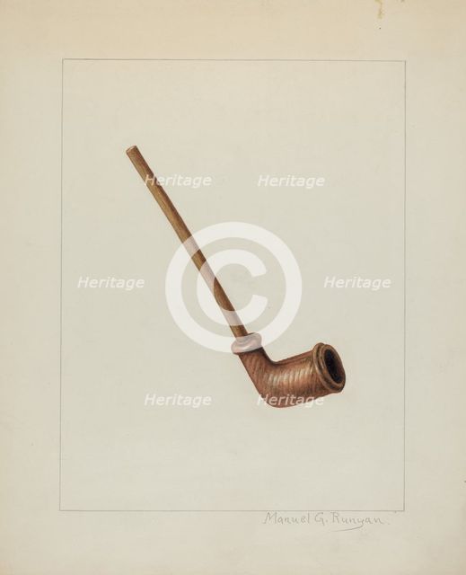 Clay Pipe, c. 1938. Creator: Manuel G. Runyan.