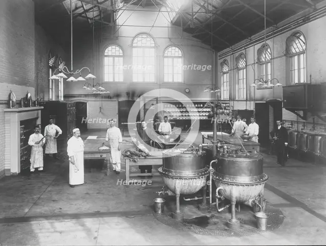 Claybury Asylum, Woodford, Essex: a kitchen, [1893?]. Creator: London & County Photographic Co.