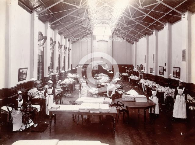 Claybury Asylum, Woodford, Essex: a linen room, [1893?]. Creator: London & County Photographic Co.