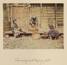 Cleaning and Drying Fish, about 1873-1883. Creator: Shinichi Suzuki I