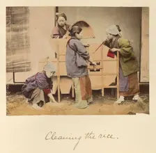 Cleaning the rice, about 1873-1883. Creator: Shinichi Suzuki I