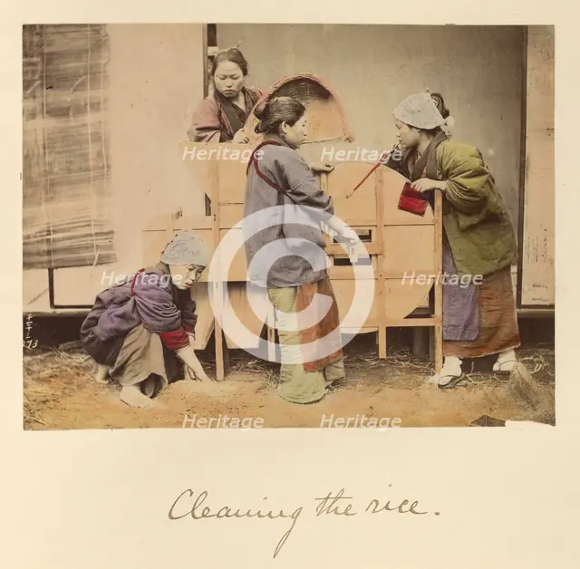 Cleaning the rice, about 1873-1883. Creator: Shinichi Suzuki I.
