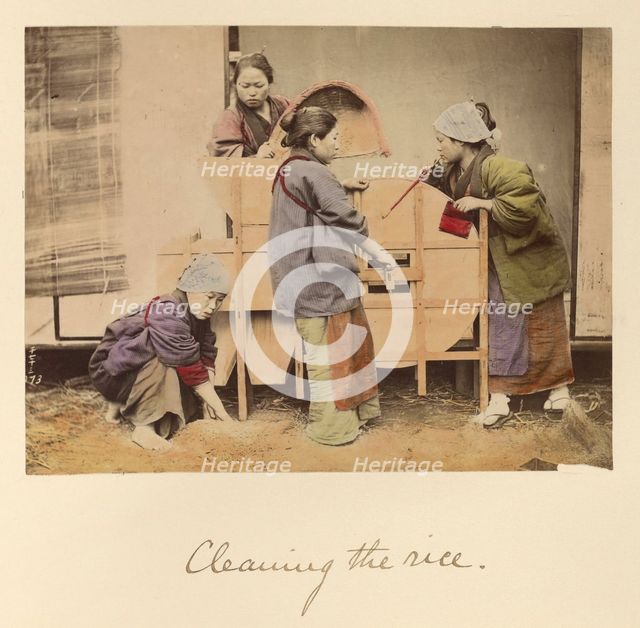 Cleaning the rice, about 1873-1883. Creator: Shinichi Suzuki I.