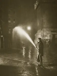 Cleaning the streets of Billingsgate, London, 20th century. Creator: Unknown
