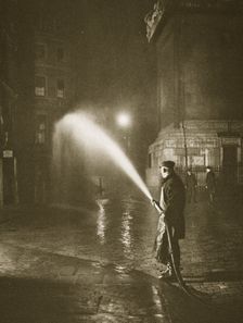 Cleaning the streets of Billingsgate, London, 20th century. Creator: Unknown