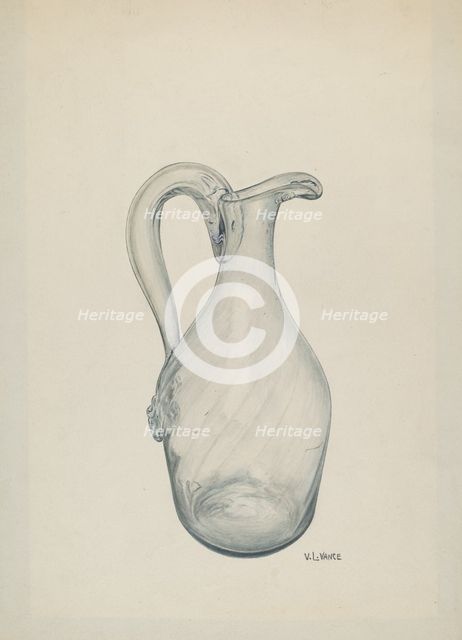 Clear Glass Cruet, c. 1941. Creator: V. L. Vance.