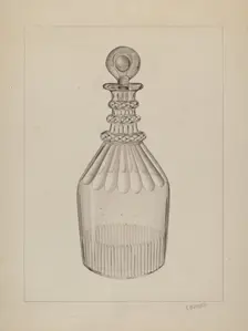 Clear Glass Decanter, c. 1937. Creator: Raymond Manupelli