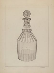 Clear Glass Decanter, c. 1937. Creator: Raymond Manupelli