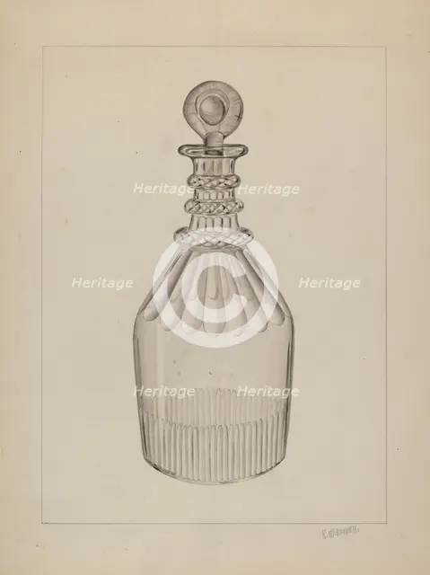 Clear Glass Decanter, c. 1937. Creator: Raymond Manupelli.