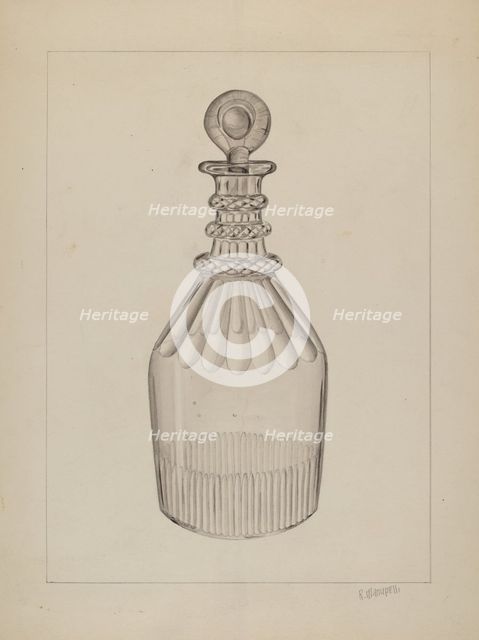 Clear Glass Decanter, c. 1937. Creator: Raymond Manupelli.